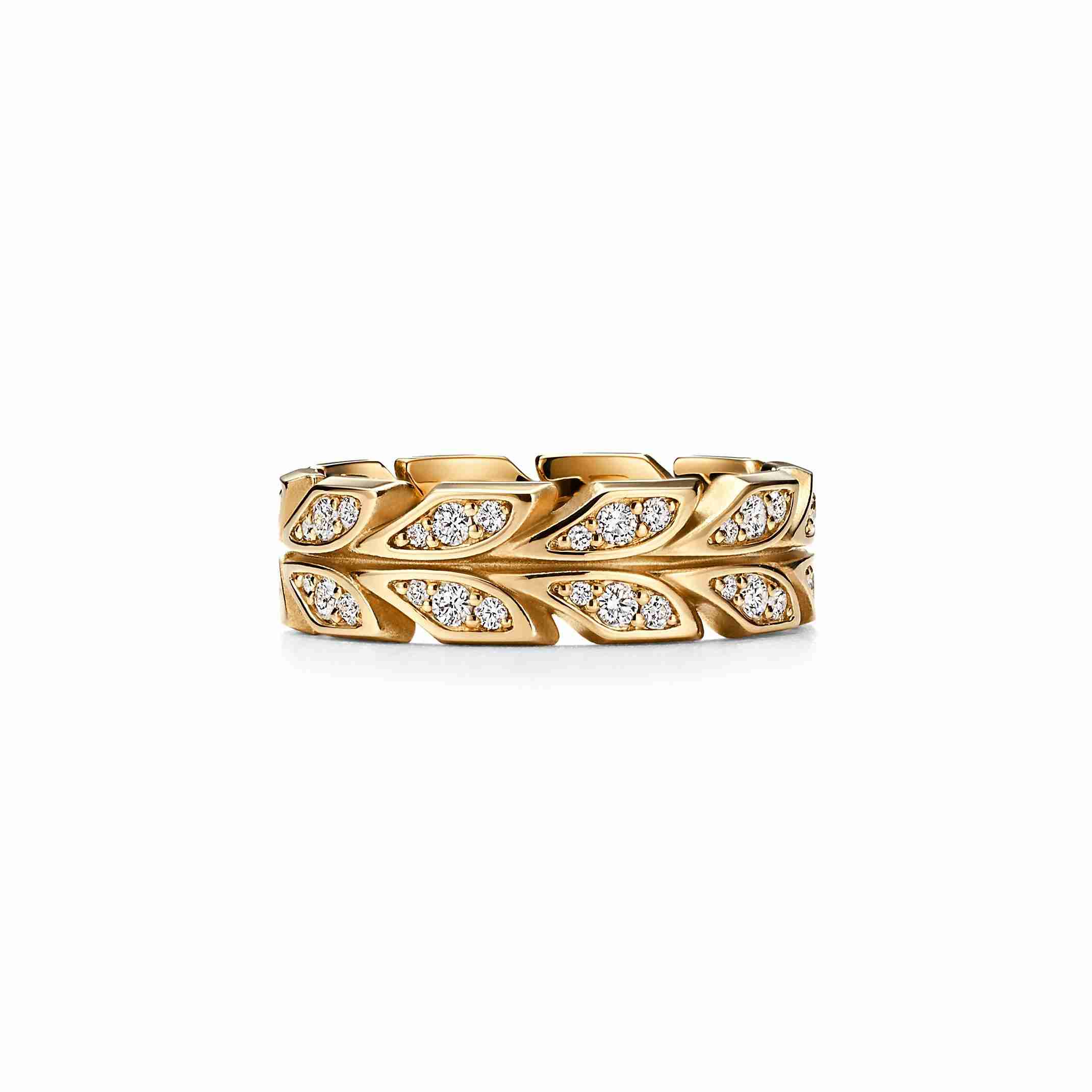 Tiffany Victoria® : Vine Band Ring in Yellow Gold with Diamonds, 6 mm Wide