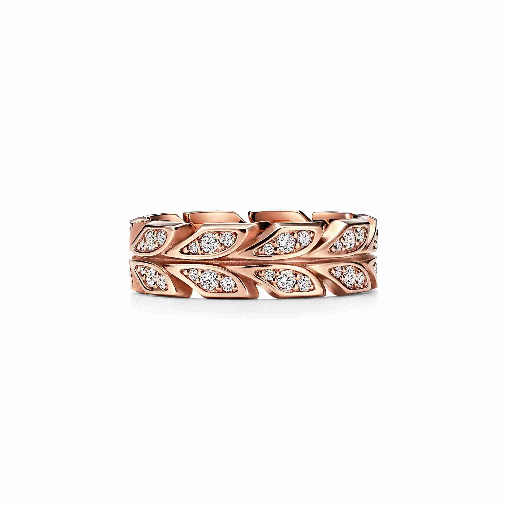 Tiffany Victoria® : Vine Band Ring in Rose Gold with Diamonds, 6 mm Wide