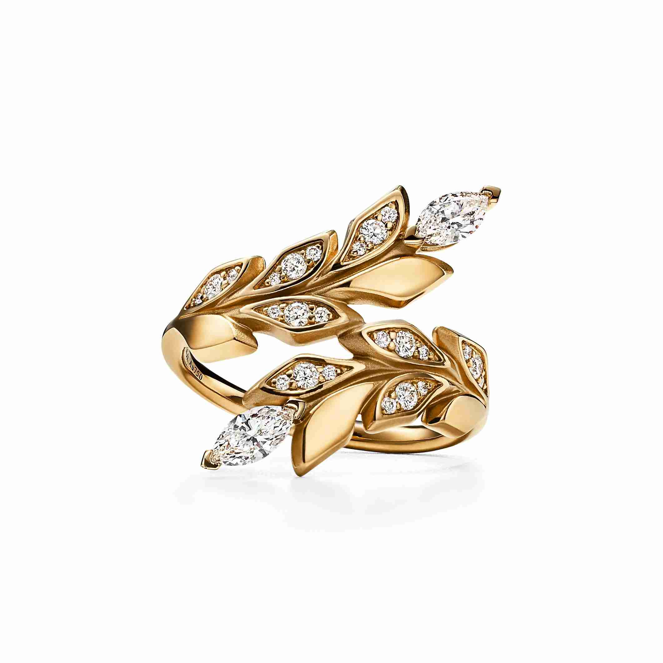 Tiffany Victoria® : Vine Bypass Ring in Yellow Gold with Diamonds