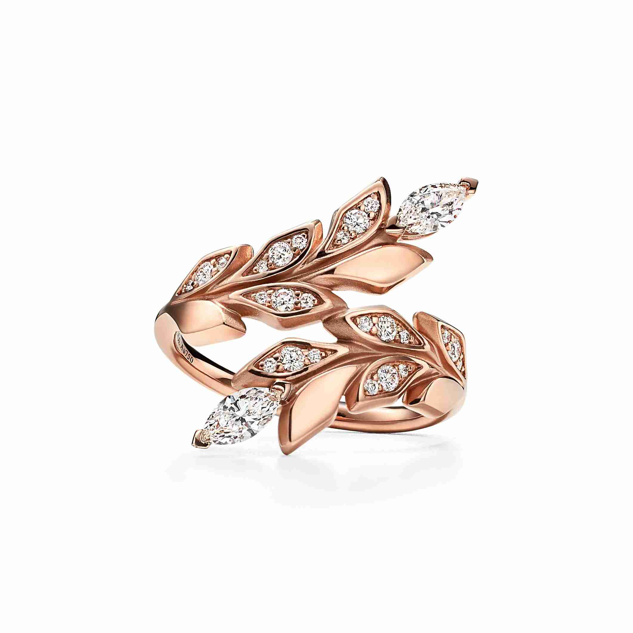 Tiffany Victoria® : Vine Bypass Ring in Rose Gold with Diamonds