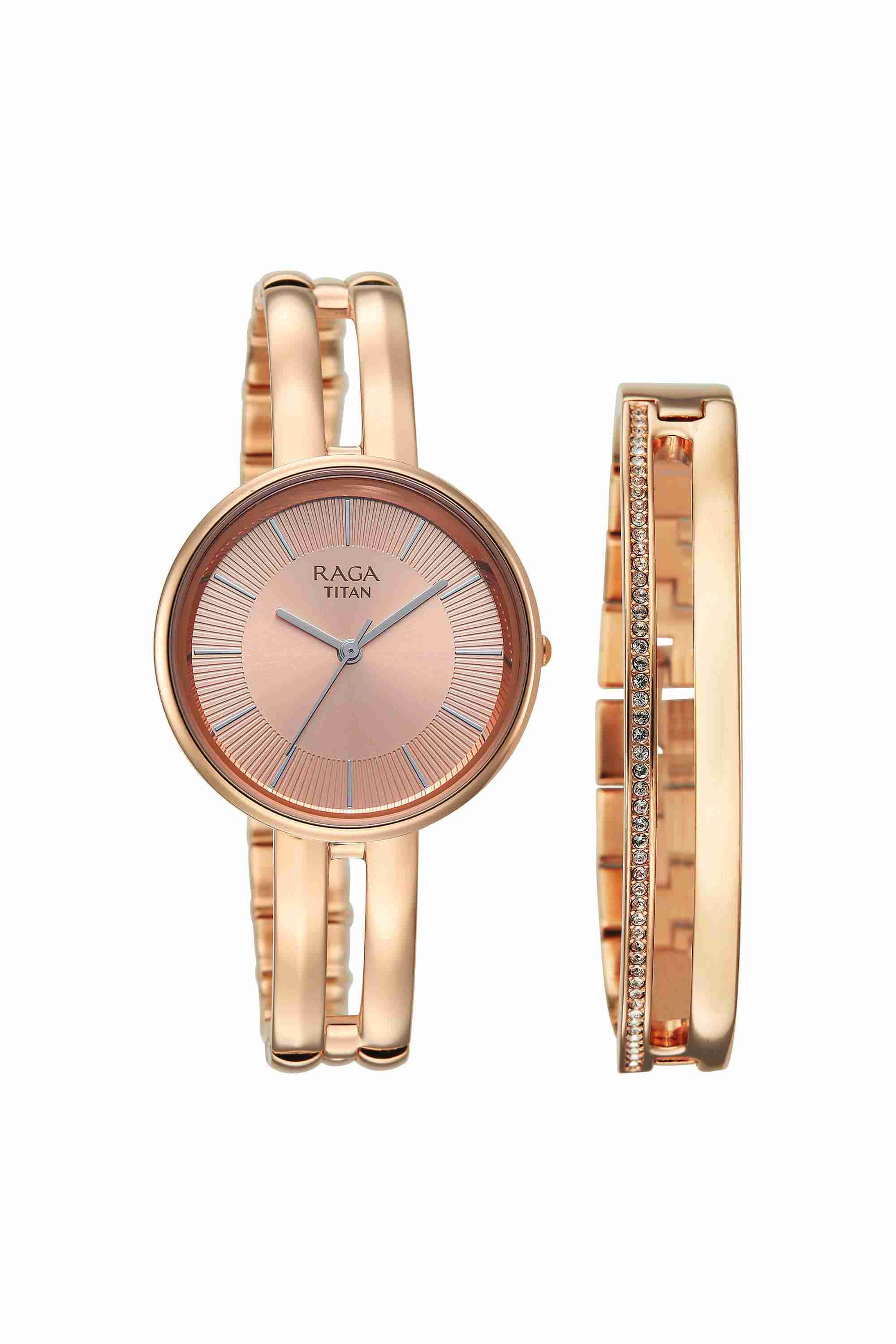 RAGA CONTEMPORE Phase II 32 x 6.85 x 32 mm Rose Gold Dial Metal Analogue Watch For Women - 95310WM02F