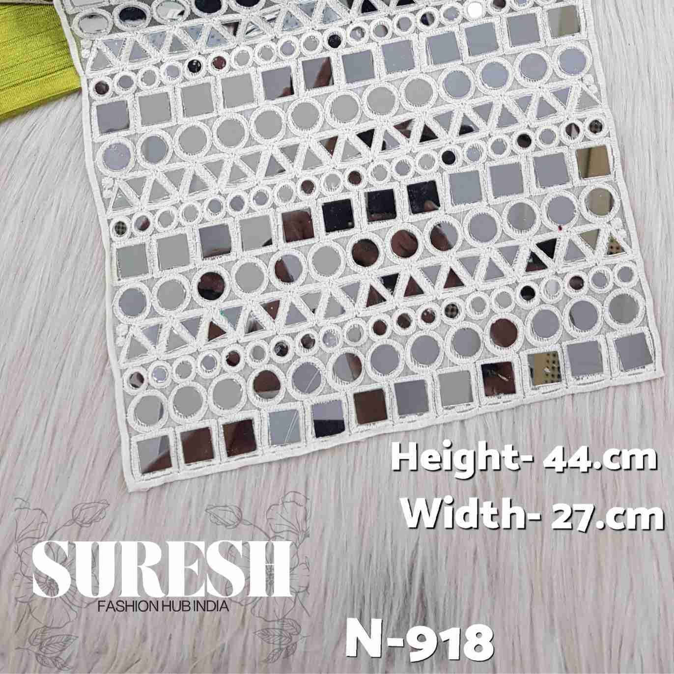 Off White Geometric Mirror Embroidered Neck Design – N-918