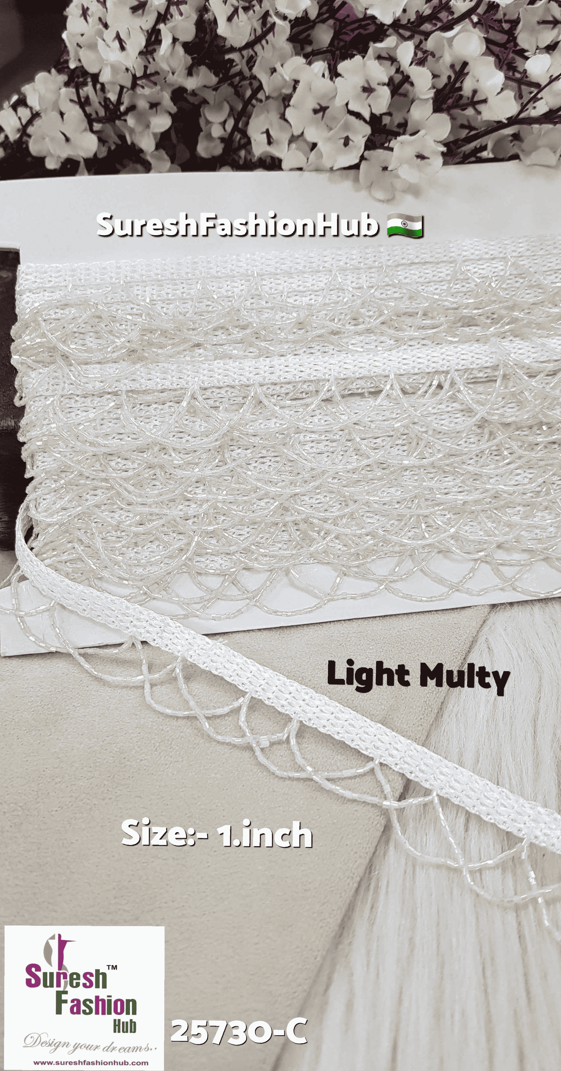 Light Multi Scalloped Kaddhana Lace