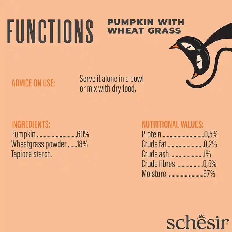 Schesir Function Digestive Tummy Topper Mousse Pumpkin With Wheatgrass 40G – (Best Before Feb’26)