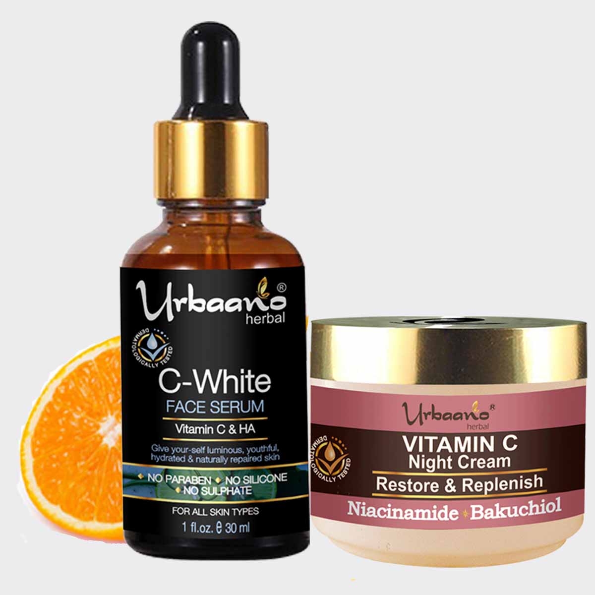 tlKA6OQfV Urbaano Herbal Vitamin C Night Cream and Vitamin C10 Hyaluronic Acid Face Serum
