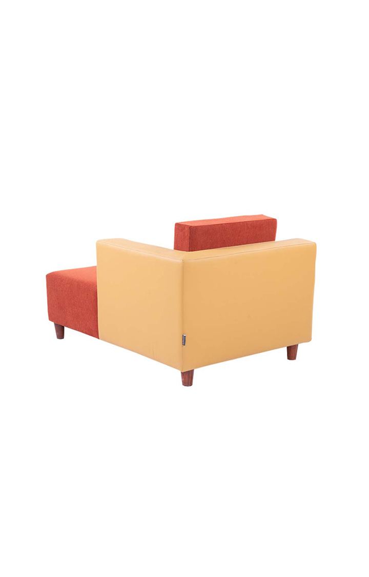 neudot Hailey Duet Fabric 1 Seater Left Aligned Lounger | L Shape | LHS | Comfortable Sofa Dual Color | Living Room | Bed Room | Rusty Cider Orange Colour
