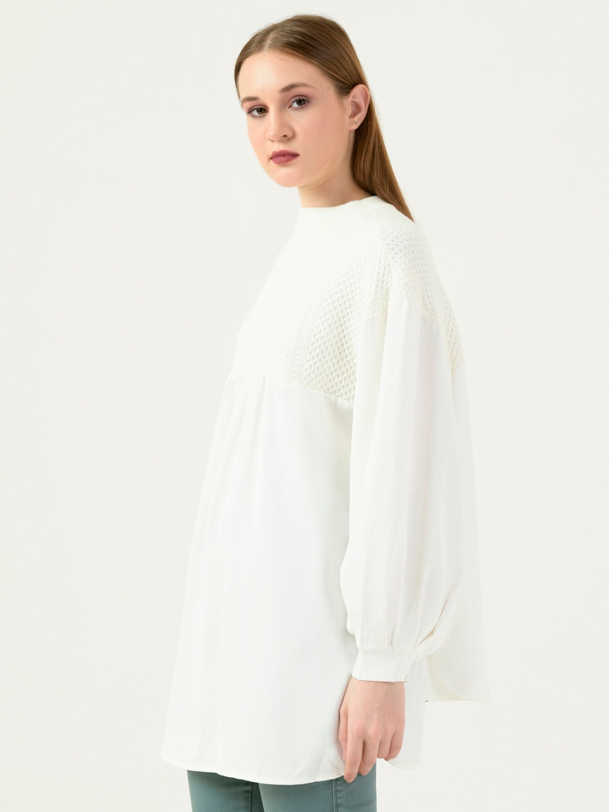 Albion Women Smart Premium White Blouson Top