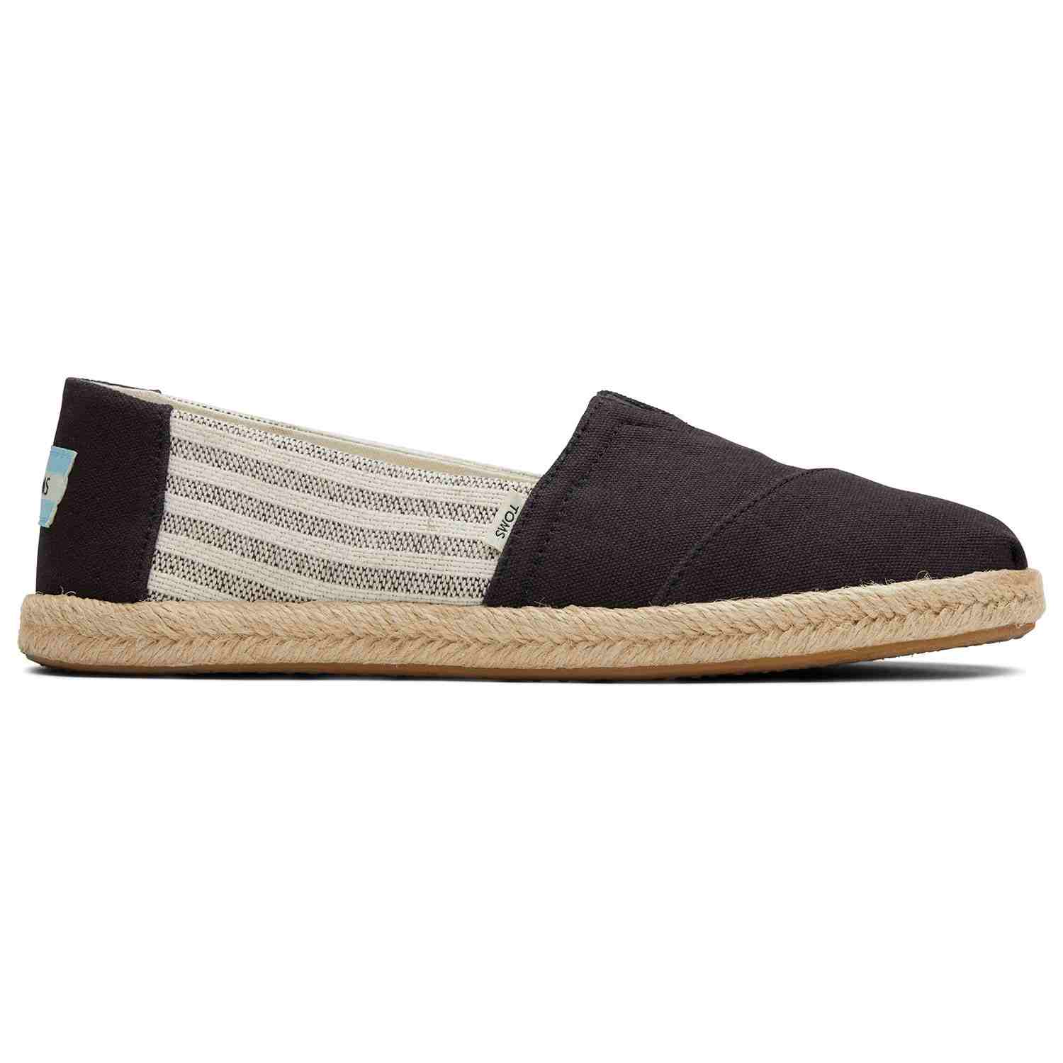 Women's Black Stripe Sustainable Espadrilles Slip On
