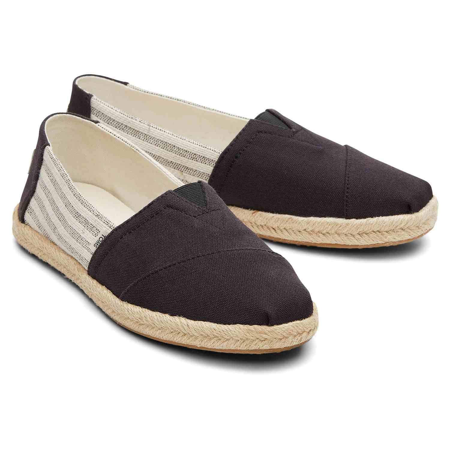 Women's Black Stripe Sustainable Espadrilles Slip On