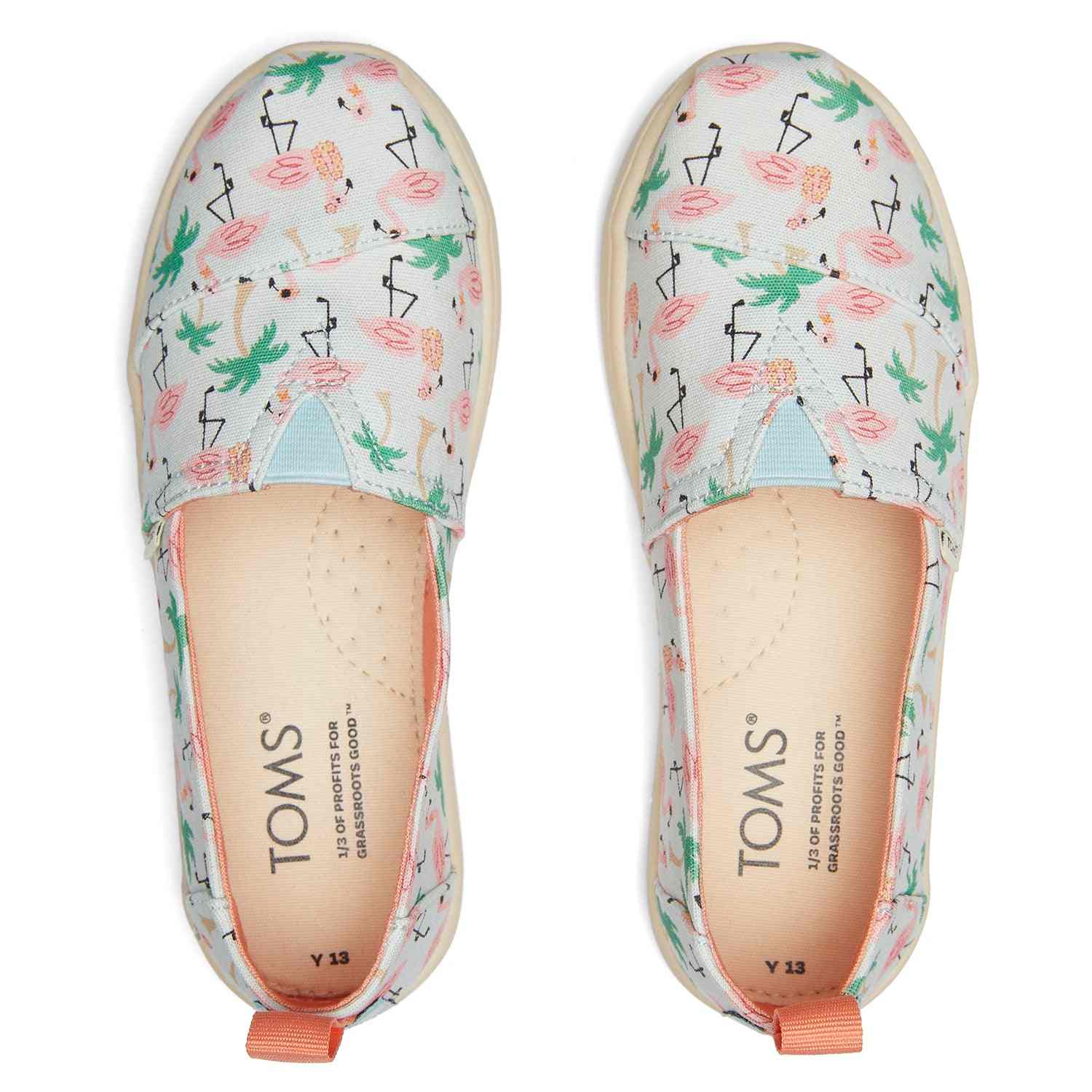 Kids' Alp Canvas Flamingo Print Slip Ons for Youth