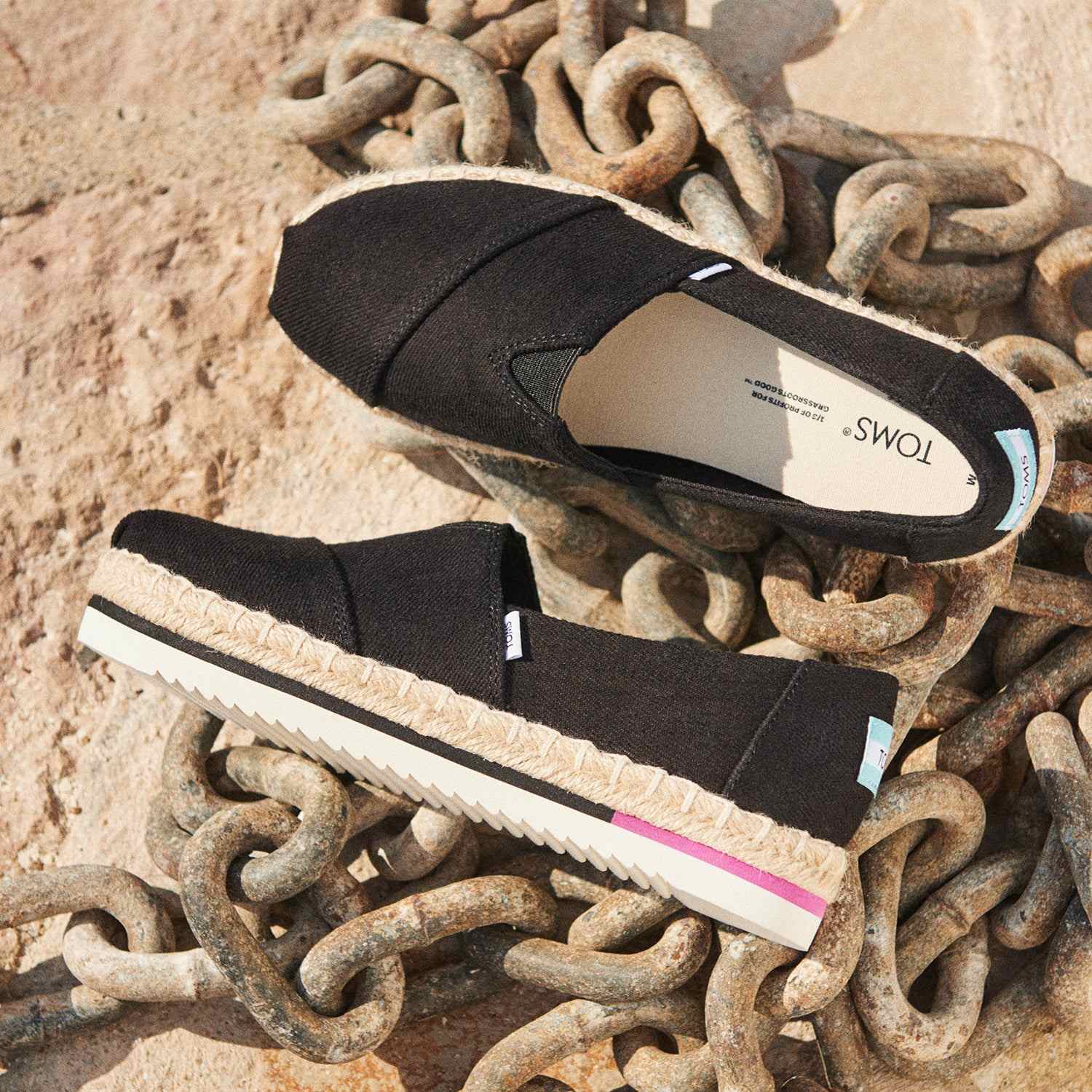 Women's Black Platform Espadrilles For Women Slip On