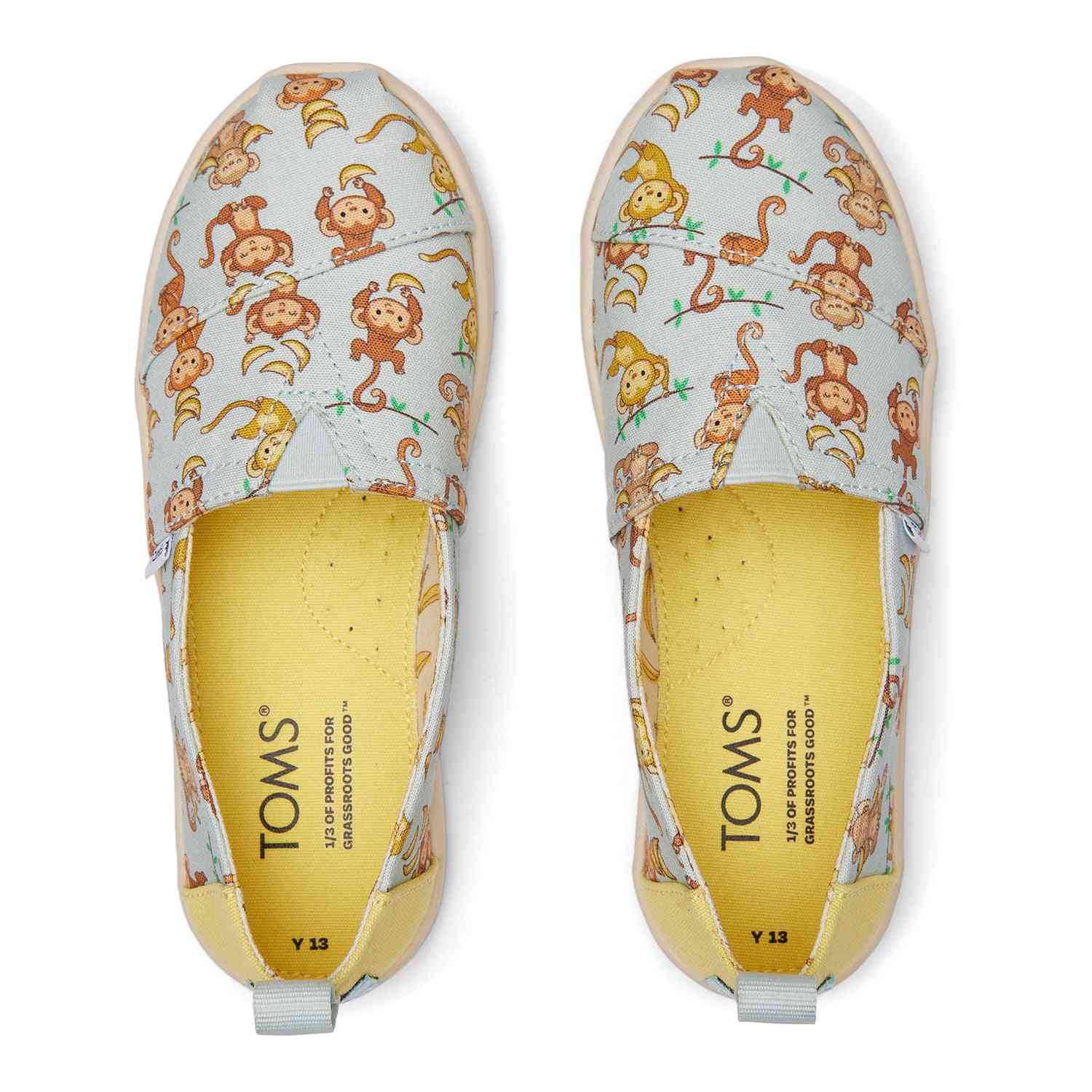 Kids' Alpargata Blue Monkey Bus Print Youth slip On