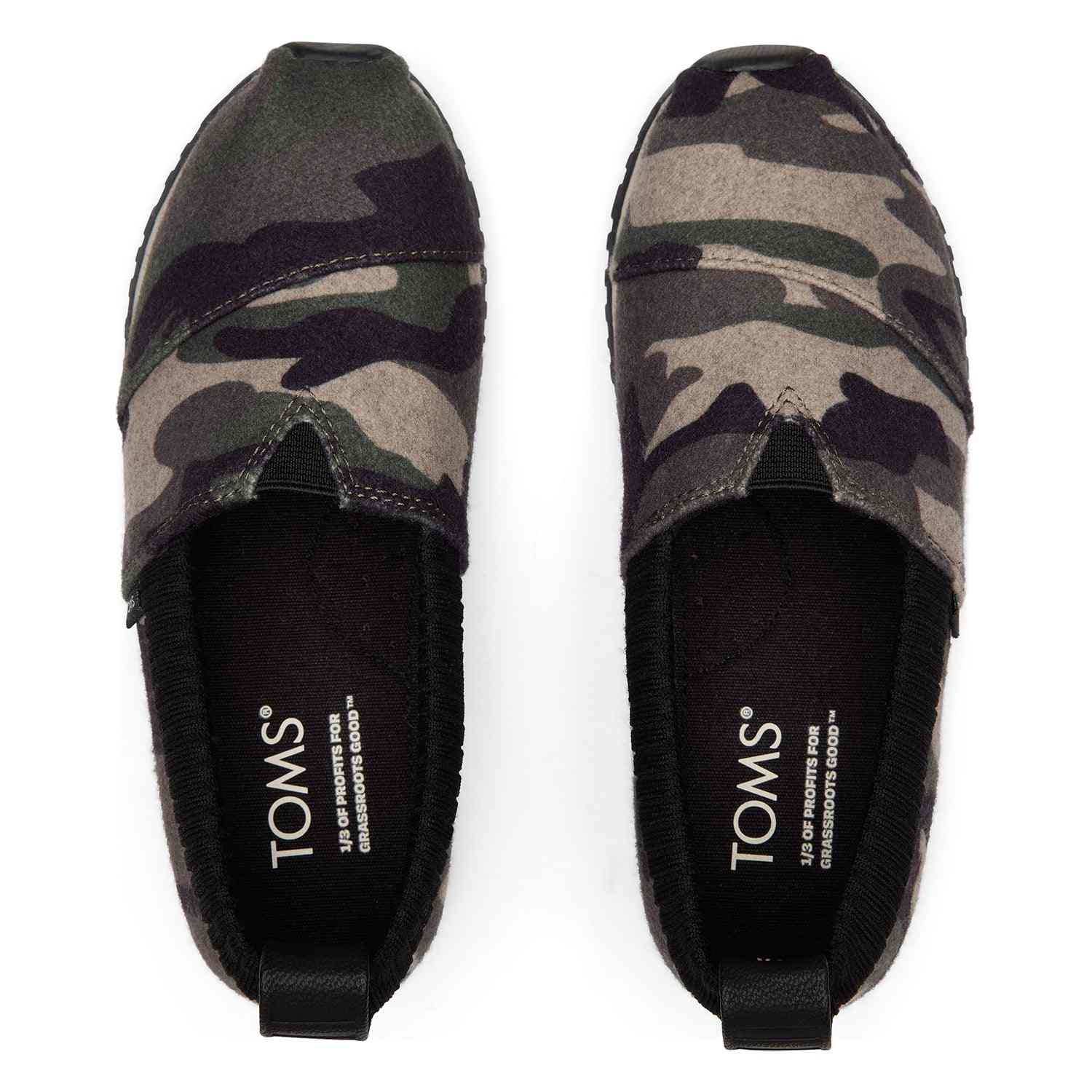 Kids' Alpargata Resident Green Camo Print Felt Youth slip On