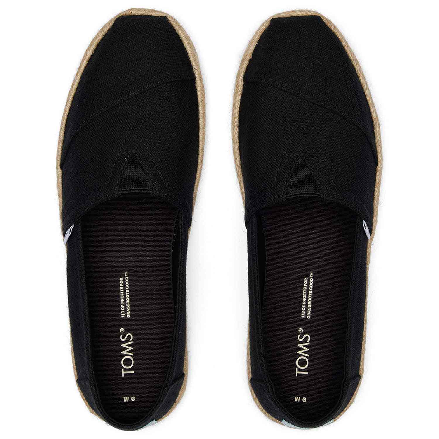 Women's Vegan Cotton Black Espadrilles Slip On