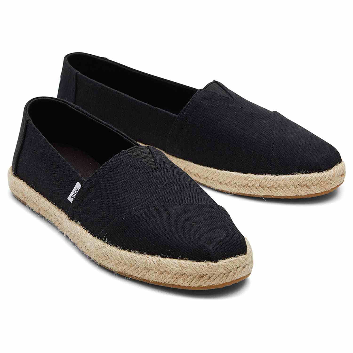 Women's Vegan Cotton Black Espadrilles Slip On
