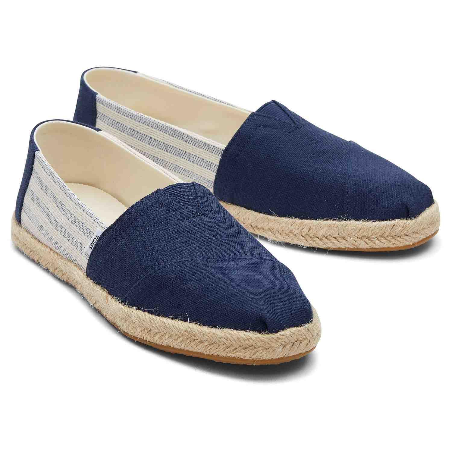 TOMS Women's Navy Stripe Sustainable Espadrilles For Women Slip On