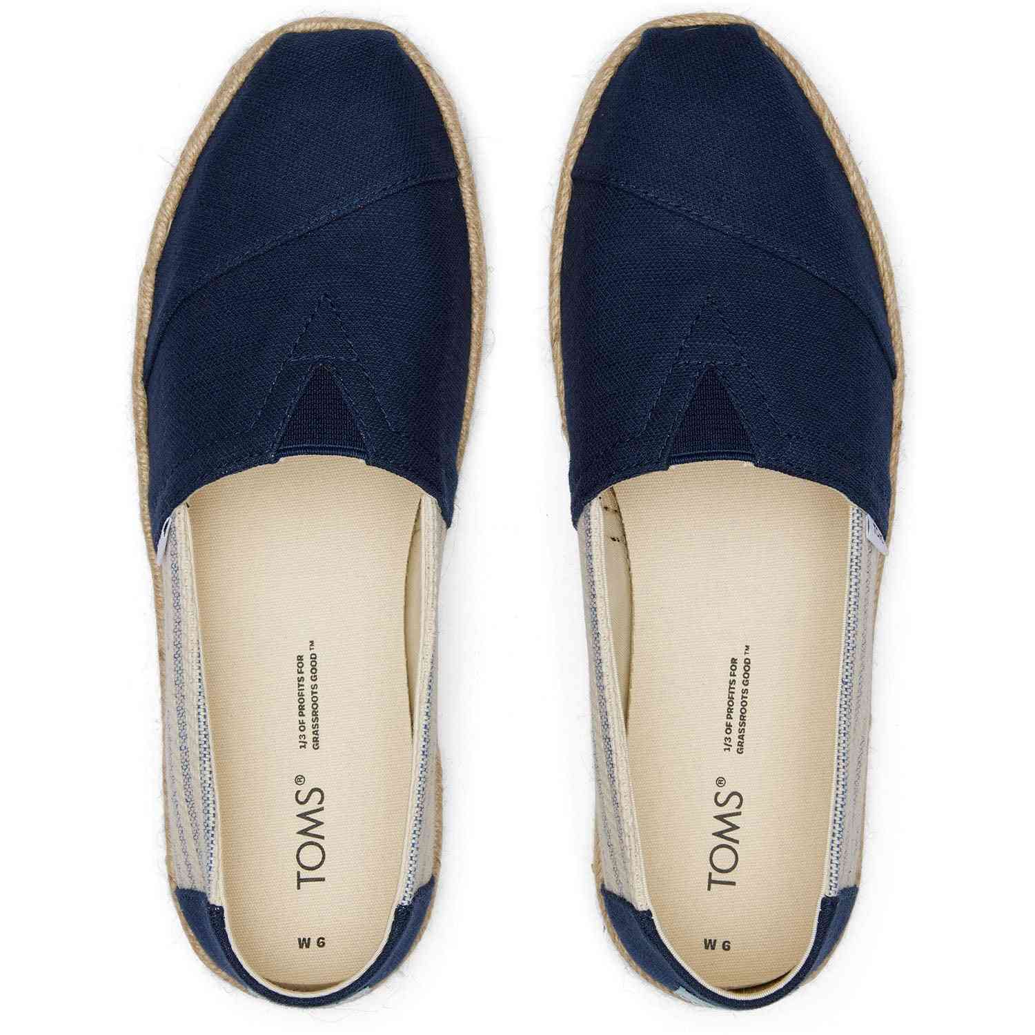 TOMS Women's Navy Stripe Sustainable Espadrilles For Women Slip On