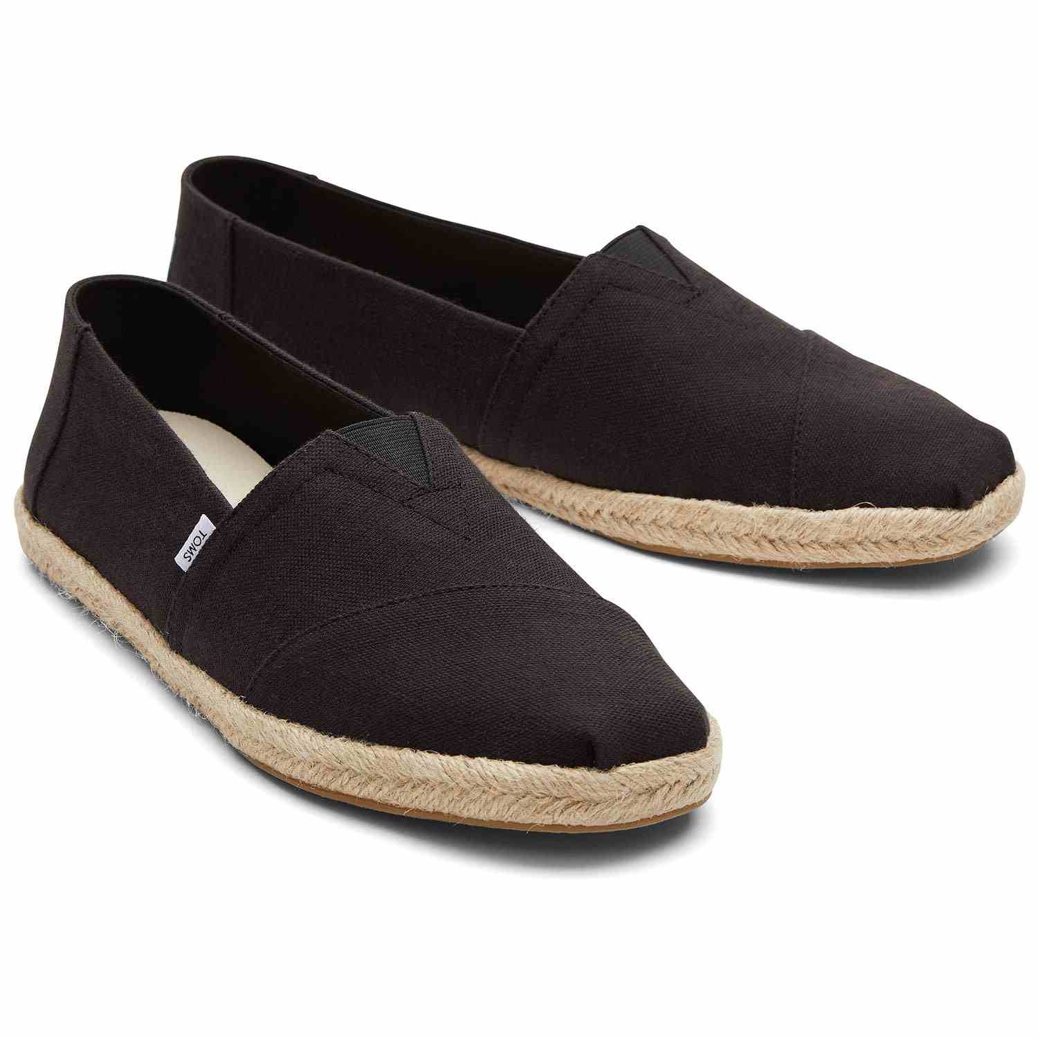 Men's Recycled Cotton Canvas Espadrilles Black For Men Slip On