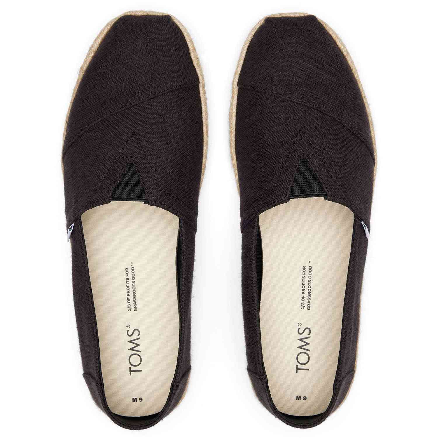 Men's Recycled Cotton Canvas Espadrilles Black For Men Slip On