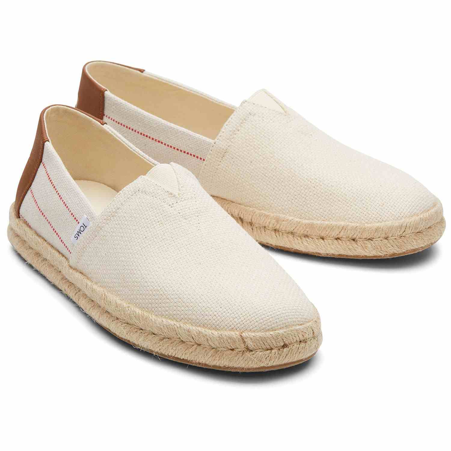 Men's Tan Stripe Rope Midsole Espadrilles Natural For Men Slip On