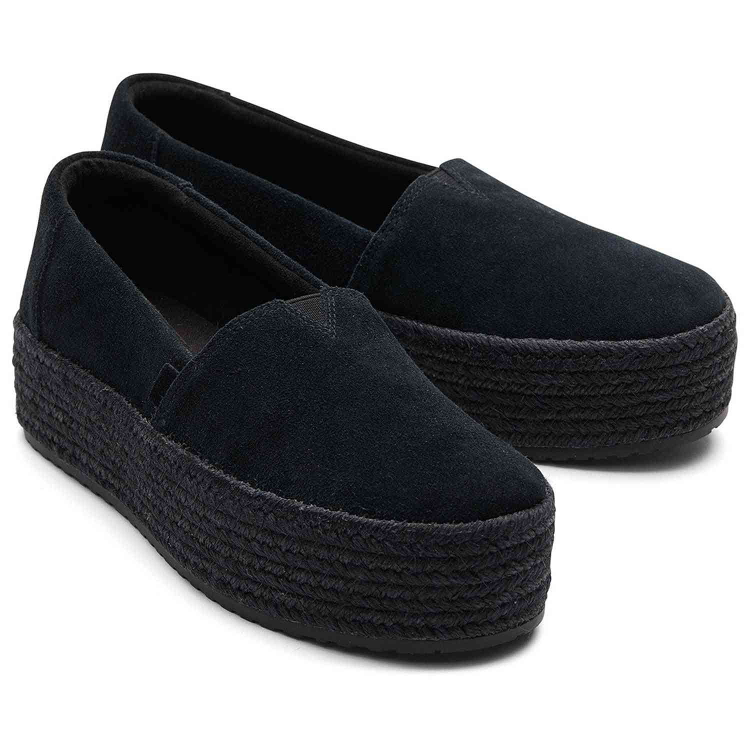 Women's Valencia Black Suede Espadrilles Platform
