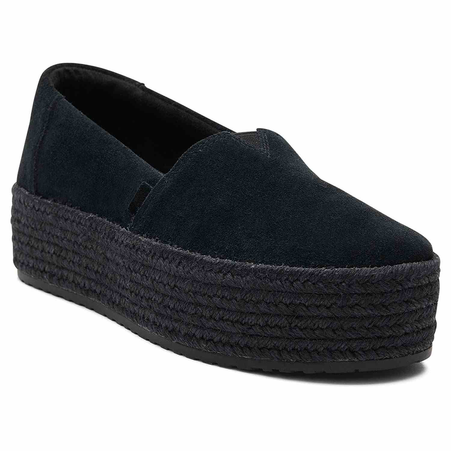 Women's Valencia Black Suede Espadrilles Platform