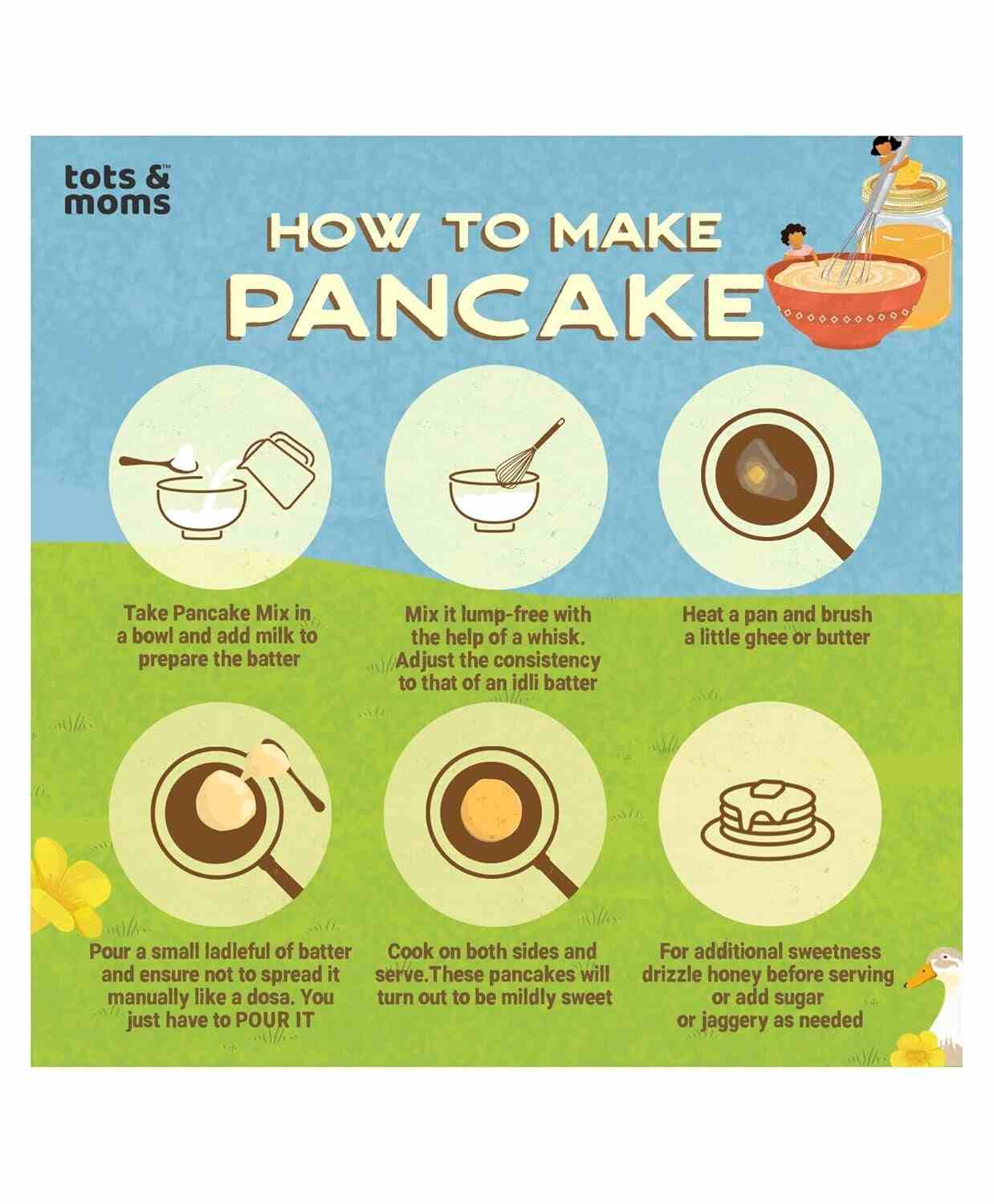 Tots & Moms | No Sugar No Maida Pancake Mix | Banana Almond Pancake Mix | 250G