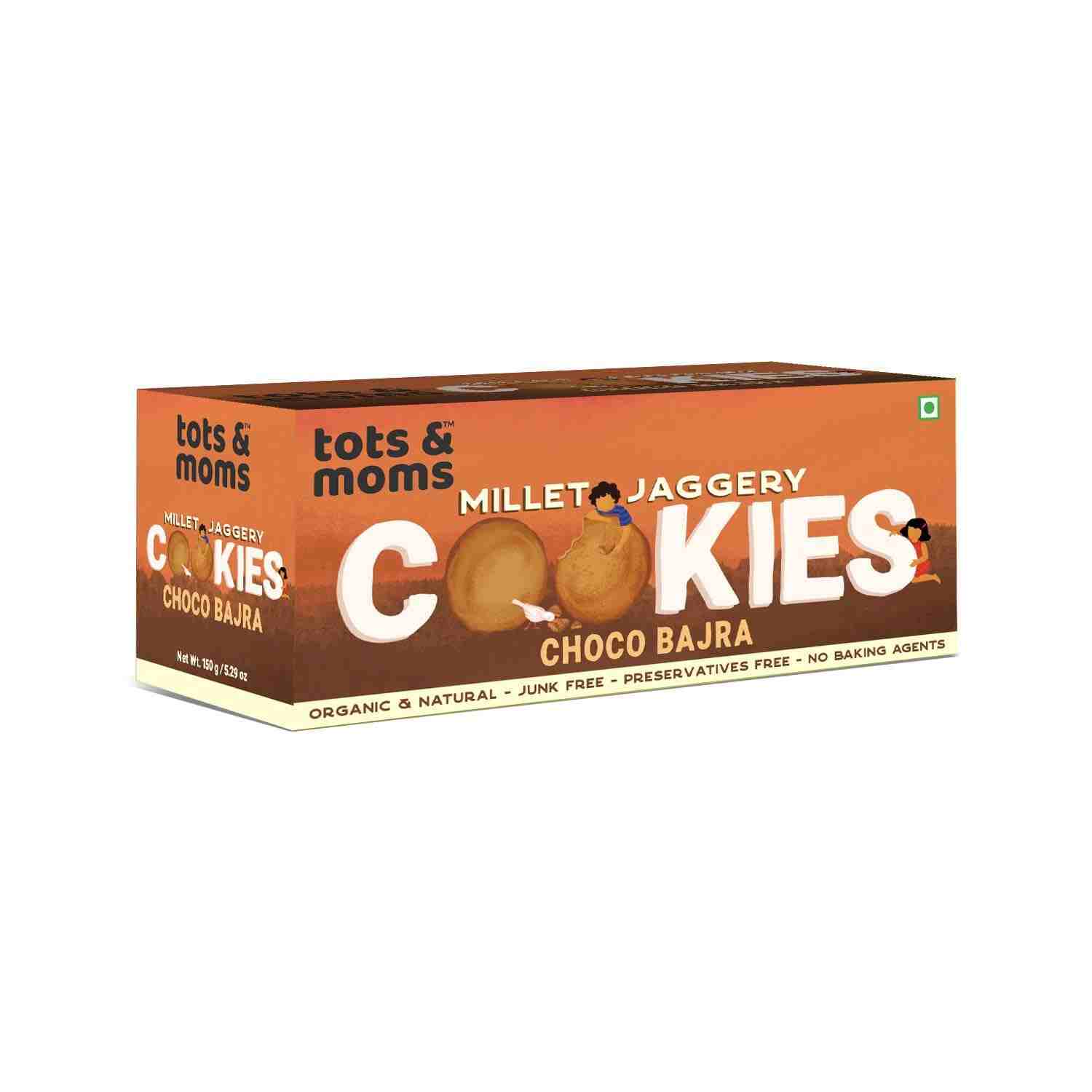 Tots & Moms | No Maida No Sugar | Choco Bajra Cookies | Millet & Jaggery Biscuits | 150G