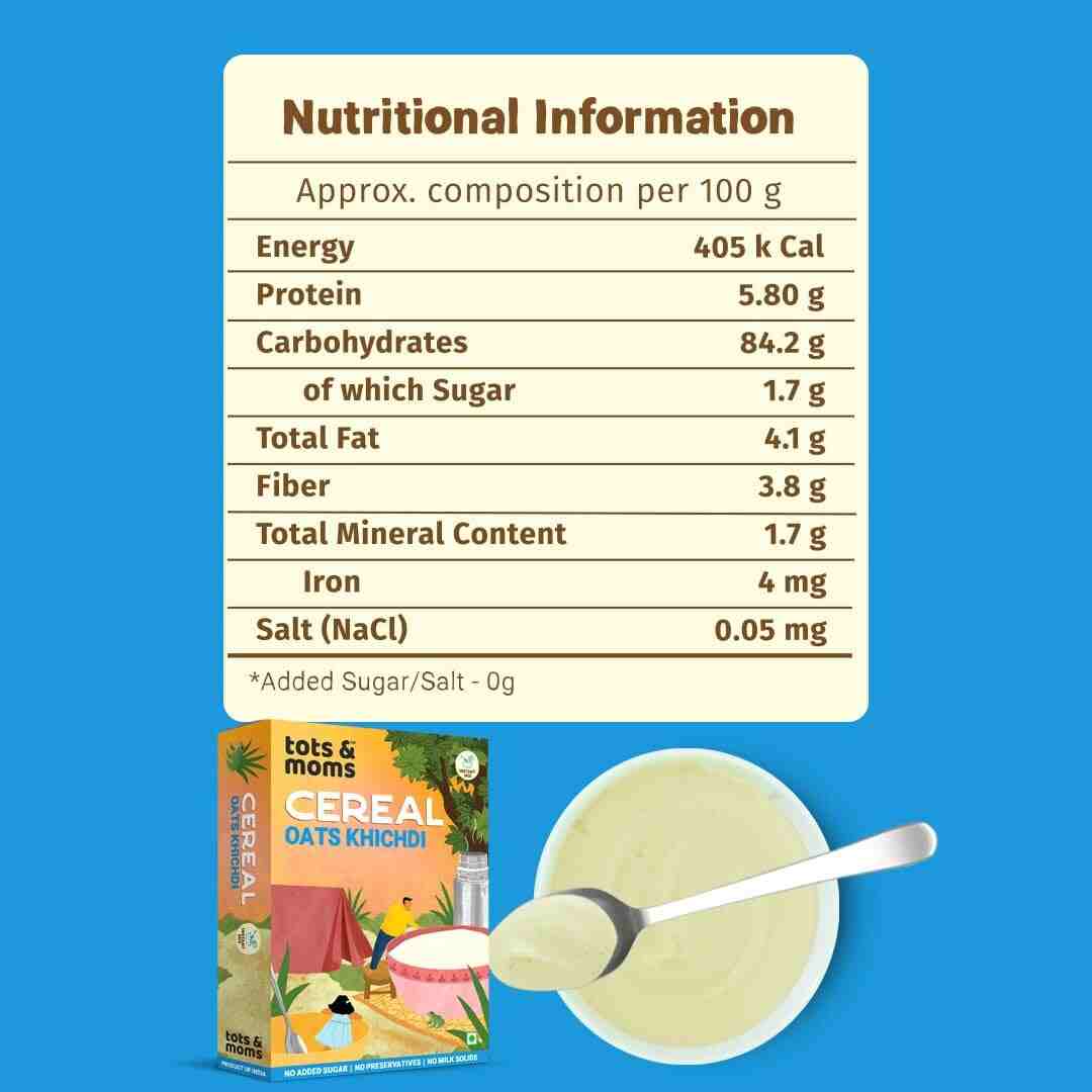 Tots & Moms | Instant Oats Khichdi Cereal For Kids | Flavoured With Cumin & Pepper | 200G