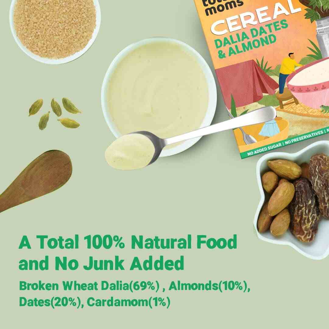 Tots & Moms | Iron & Protein Rich Instant Dalia Dates & Almonds Cereal | 200G