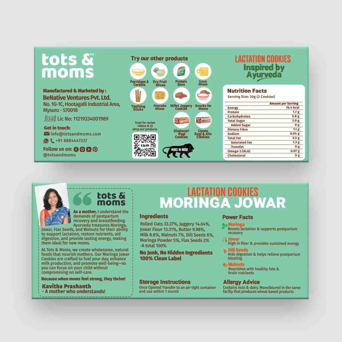 Tots & Moms | Lactation Cookies | Moringa & Jowar | 150G