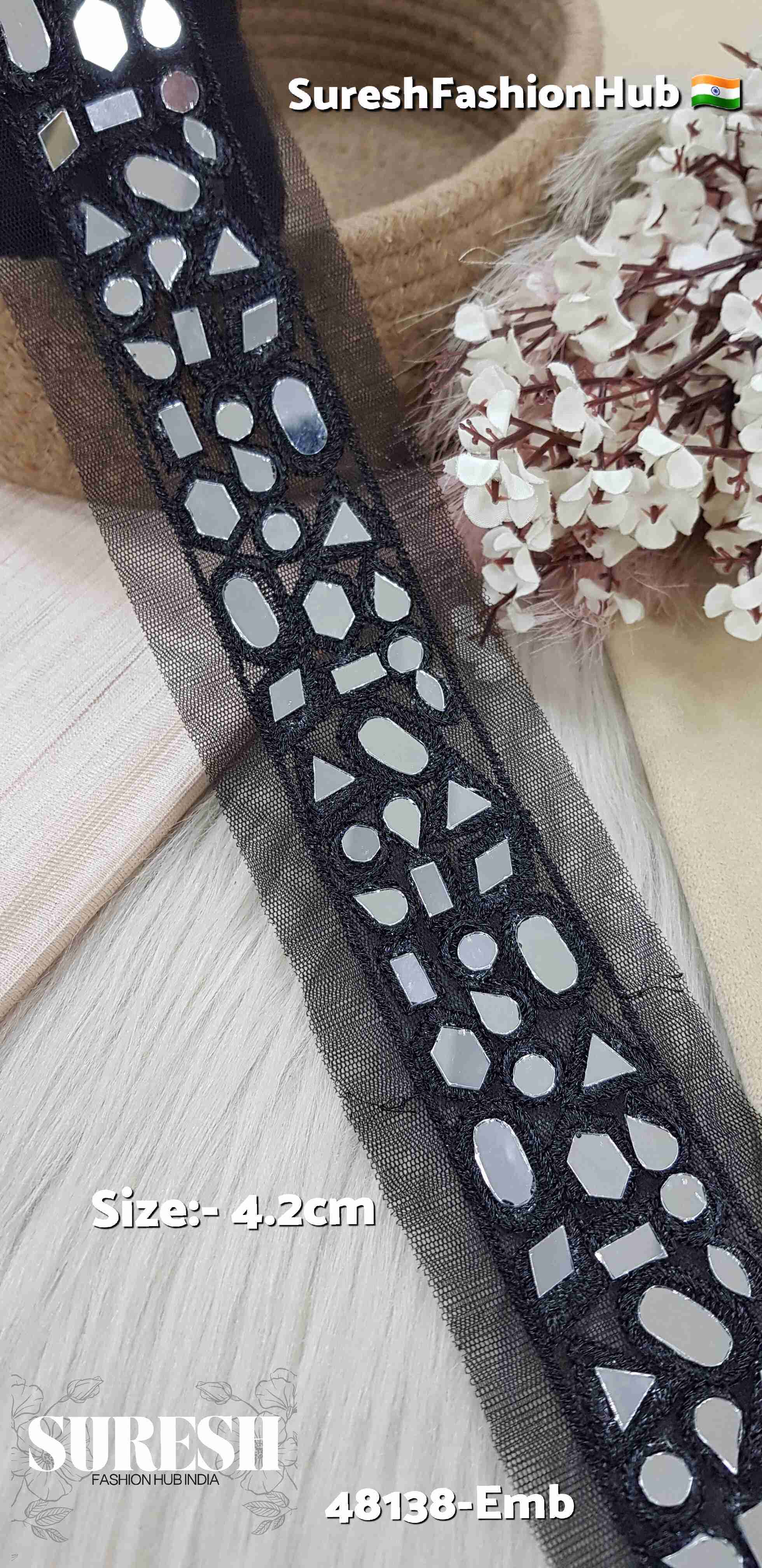 Geometric Elegance Black Mirror Lace
