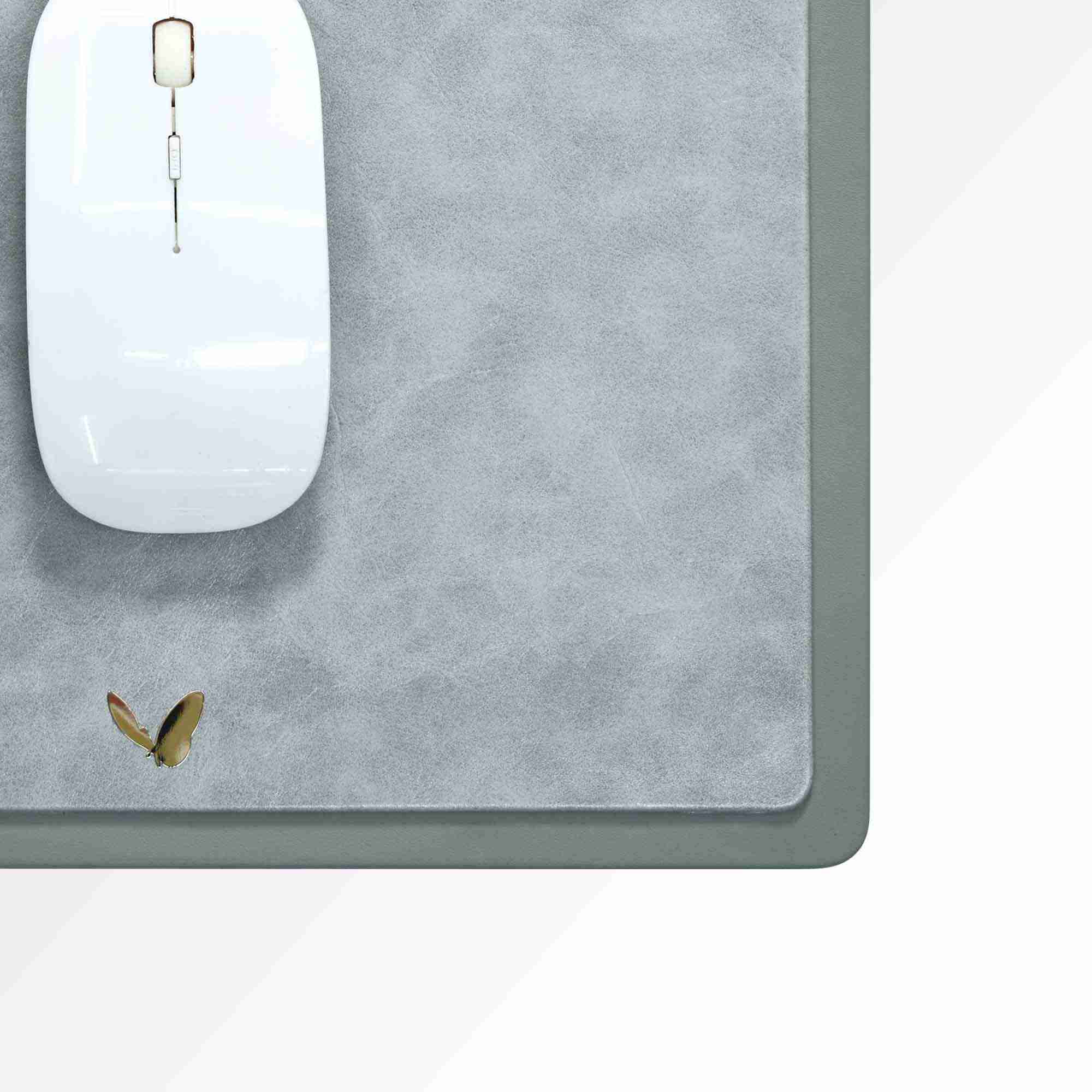 Rectangular Mouse Pad in Faux Leather | Rigid | 11×9 Inches | Moderno | Grey