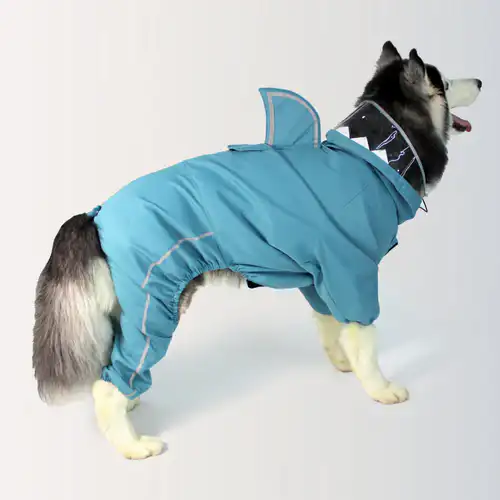 Dogobow Shark Body Suit Raincoat for Dogs and Cats, Blue