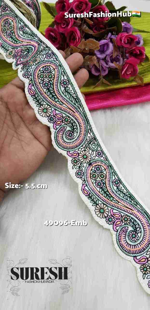 Bloom One-Side Parsi Keri Scallop Embroidery Lace – Color 4 – 49096-Emb