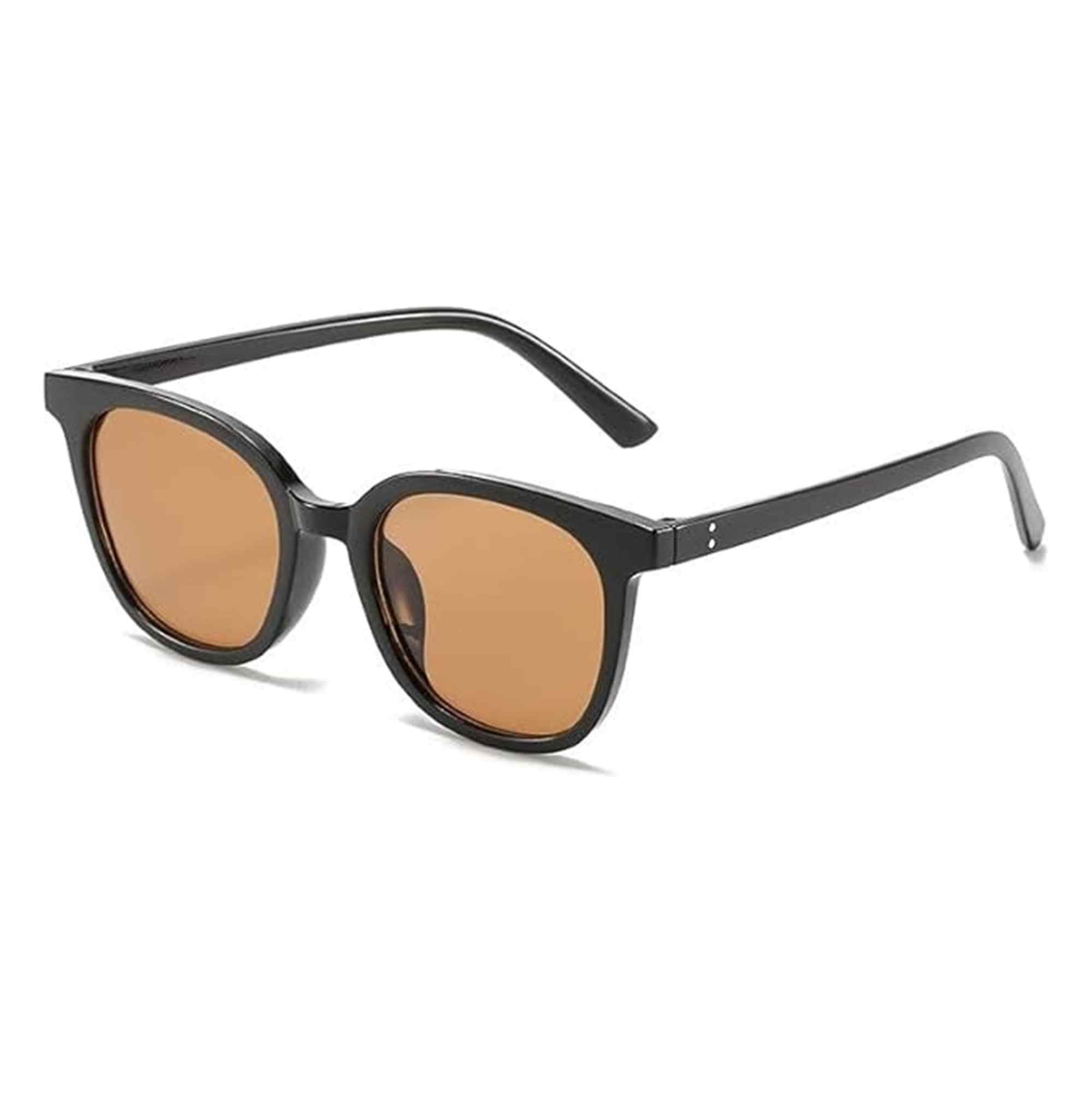 AUGEN By Visions India Retro Vintage Square Abstract Unisex Sunglasses UV400 Protected Large Size (Brown, 135)
