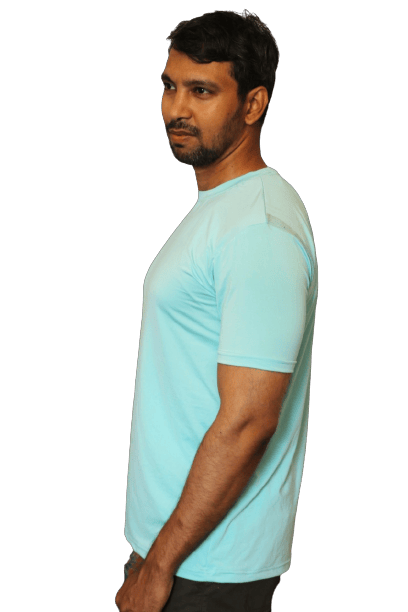Cyan Round Neck T Shirt