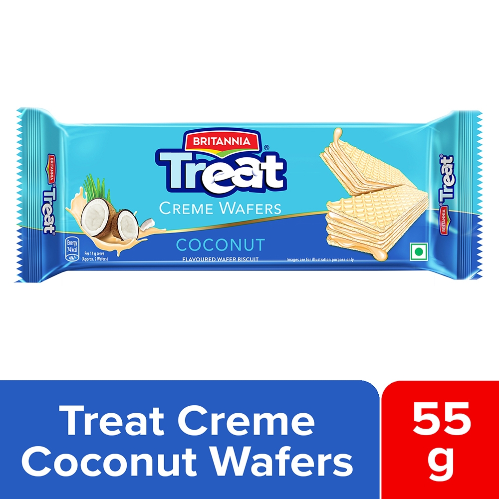 Britannia Treat Coconut Creme Wafers Biscuit 55 G