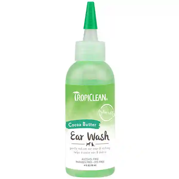 TropiClean Alcohol-Free Cocoa Butter Dog &amp; Cat Ear Wash - 118 ml