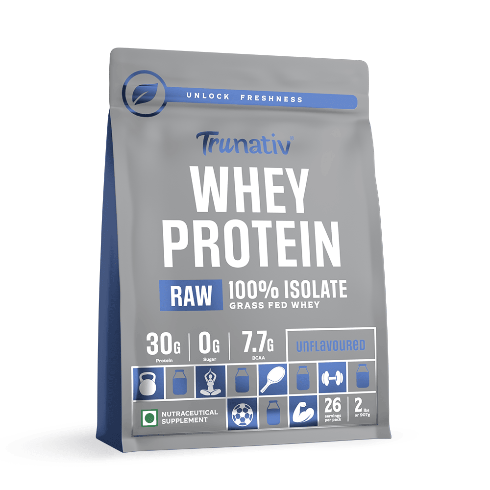 Trunativ | Clean Raw Whey Protein Isolate Powder | 30g Protein & 7.7g BCAA Per Scoop | For Men & Women | 907g | 2lbs