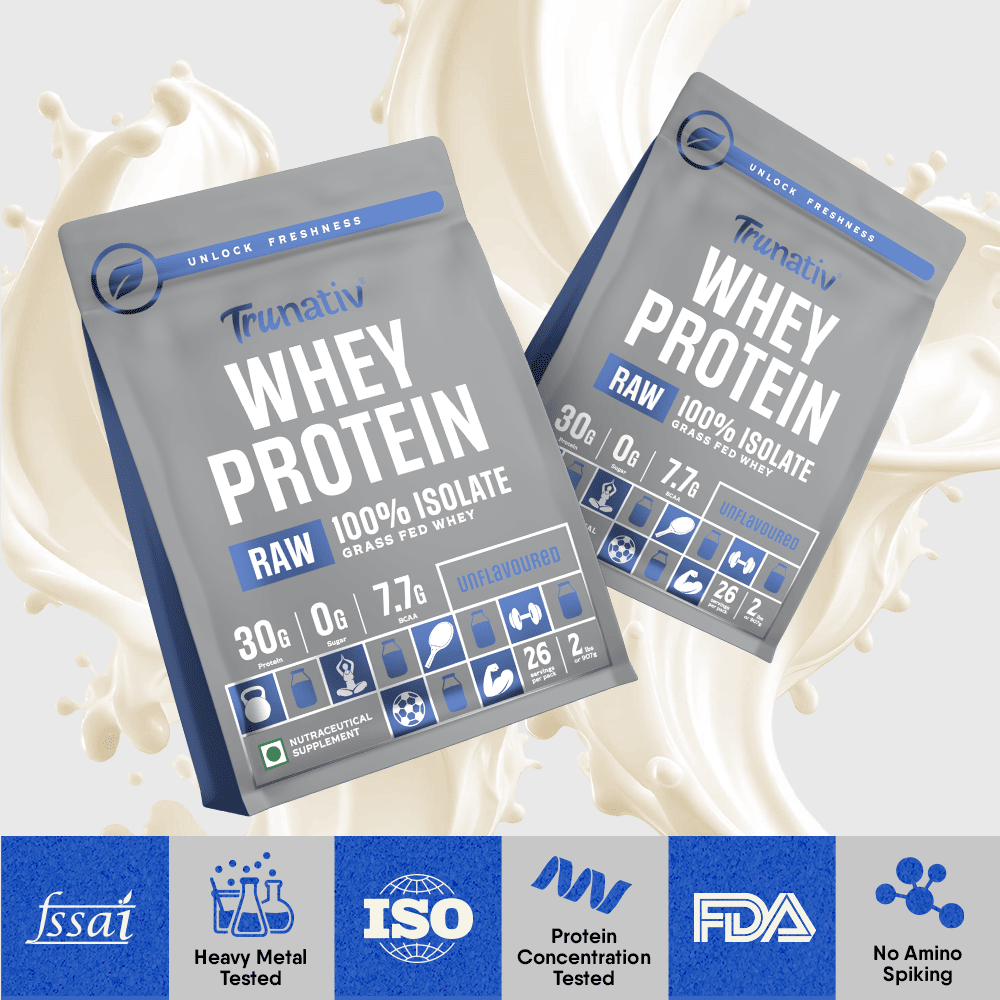 Trunativ | Clean Raw Whey Protein Isolate Powder | 30g Protein & 7.7g BCAA Per Scoop | For Men & Women | 907g | 2lbs