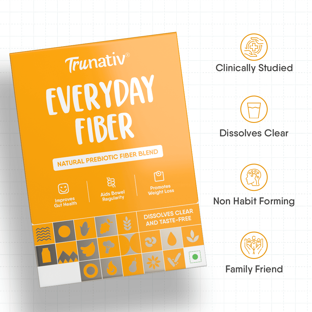 Trunativ | Everyday Fiber Supplement Powder| Instant Acidity Relief & Bloating relief | Unflavored | 600g | Pack of 6