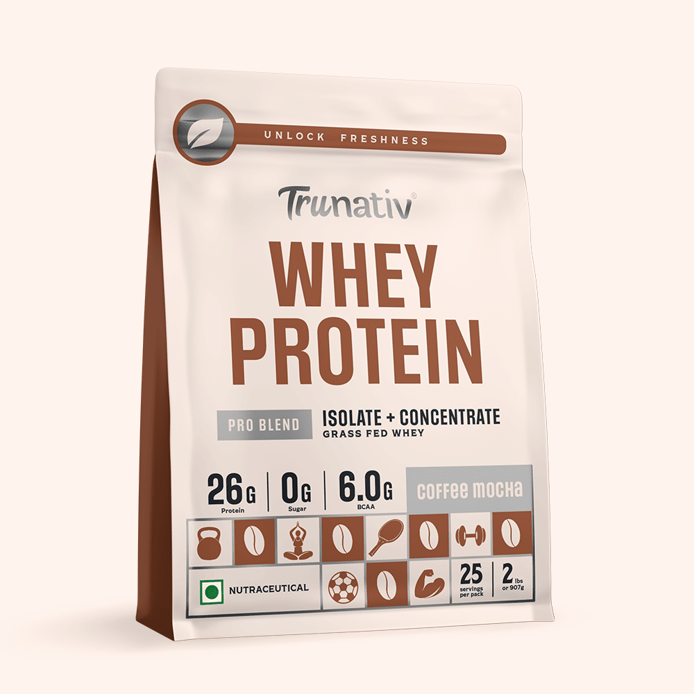 Trunativ | Whey Protein Isolate & Concentrate Pro Blend | 26g Protein & 6g BCAA Per Scoop | Coffee Mocha 907g | 2lbs