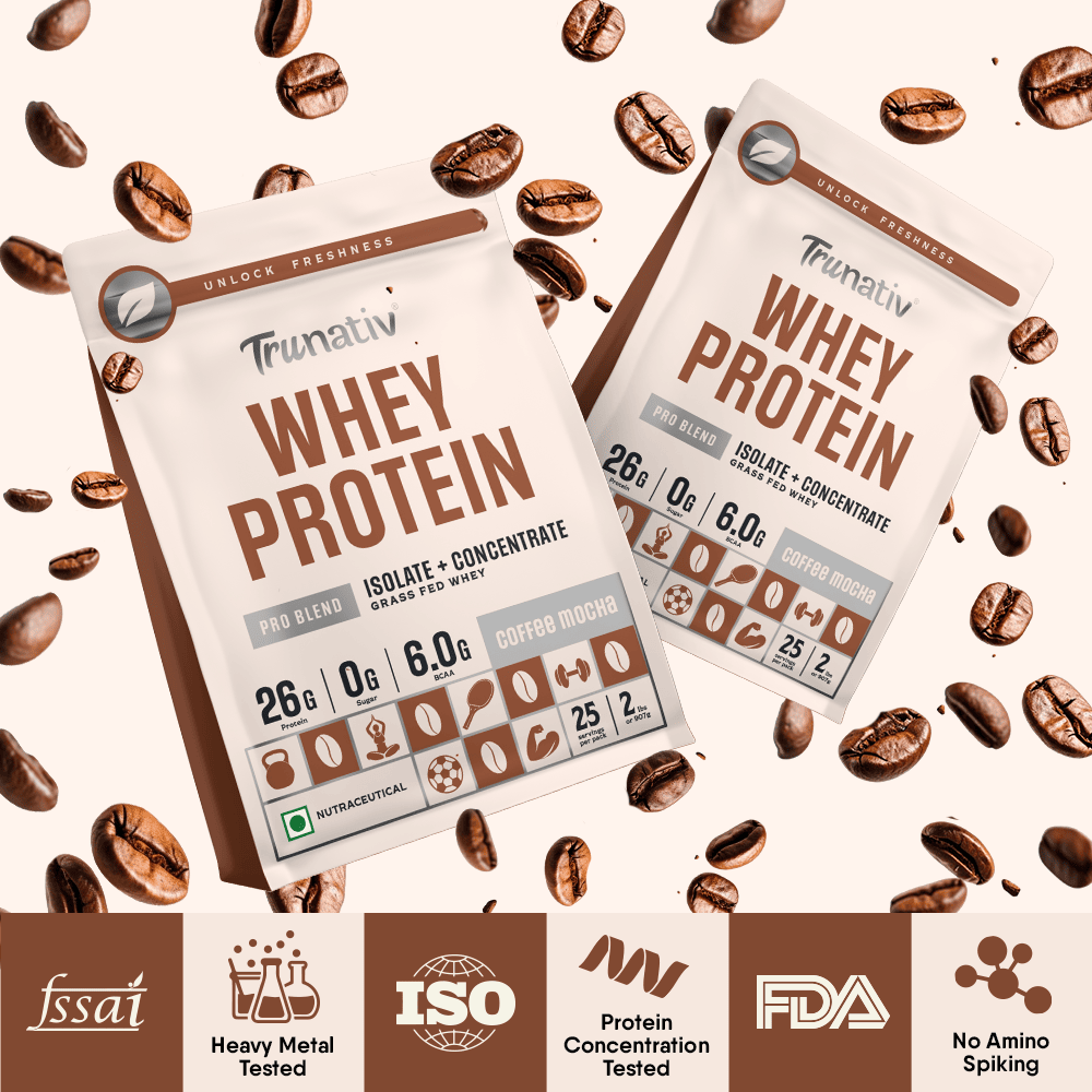 Trunativ | Whey Protein Isolate & Concentrate Pro Blend | 26g Protein & 6g BCAA Per Scoop | Coffee Mocha 907g | 2lbs