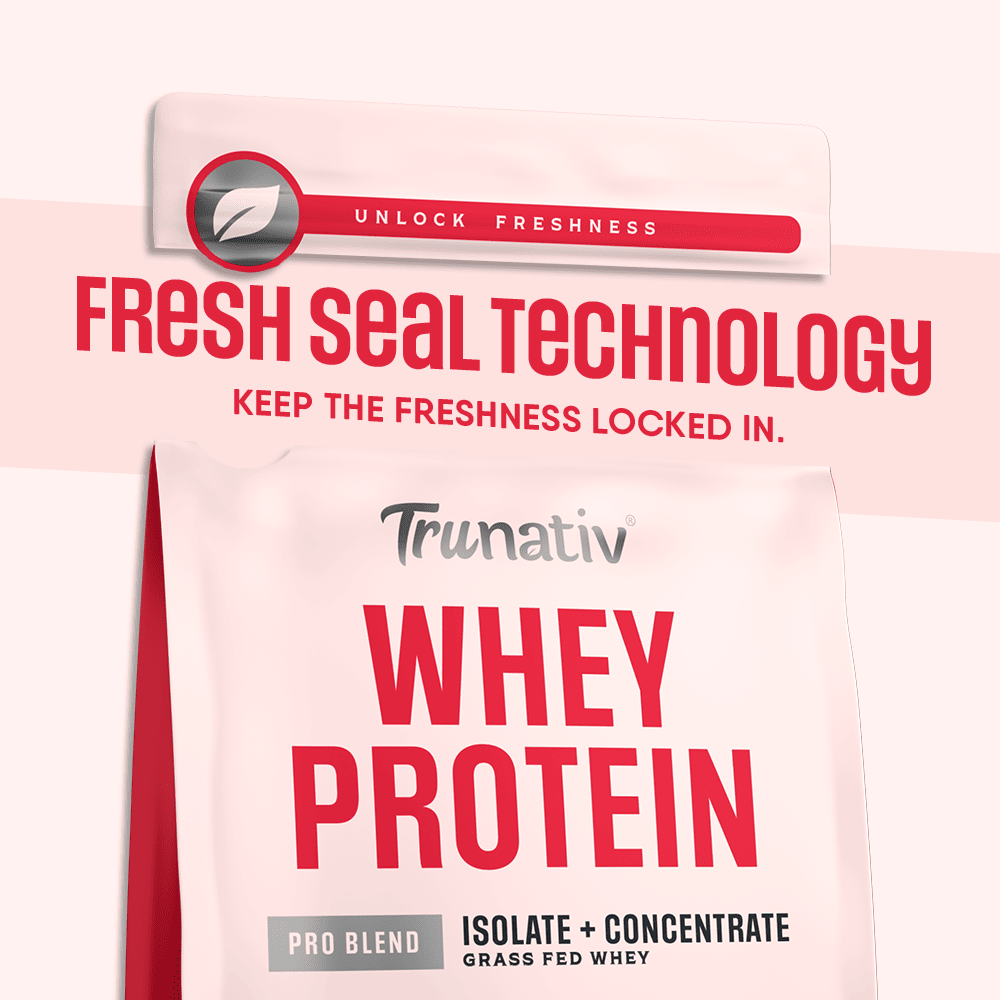 Trunativ | Whey Protein Isolate & Concentrate Pro Blend | 26g Protein & 6g BCAA Per Scoop | Strawberry 907g | 2lbs