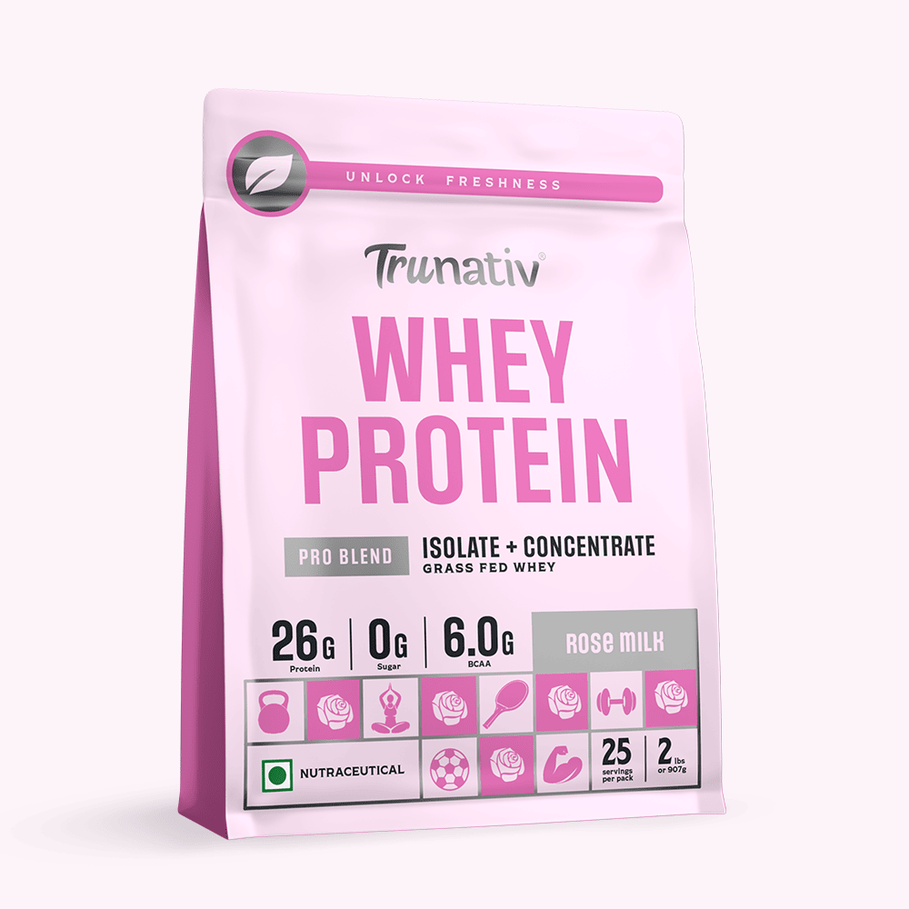Trunativ | Whey Protein Isolate & Concentrate Pro Blend | 26g Protein & 6g BCAA Per Scoop | Rose Milk 907g | 2lbs