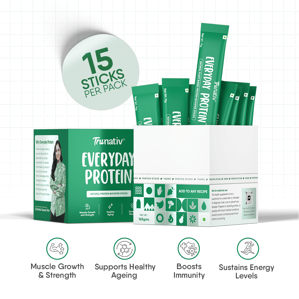 Trunativ | Cookable Vegan Plant Protein Isolate | Muscle Growth & Immunity Booster | Unflavoured 15 Sticks -165g | Pack of 1