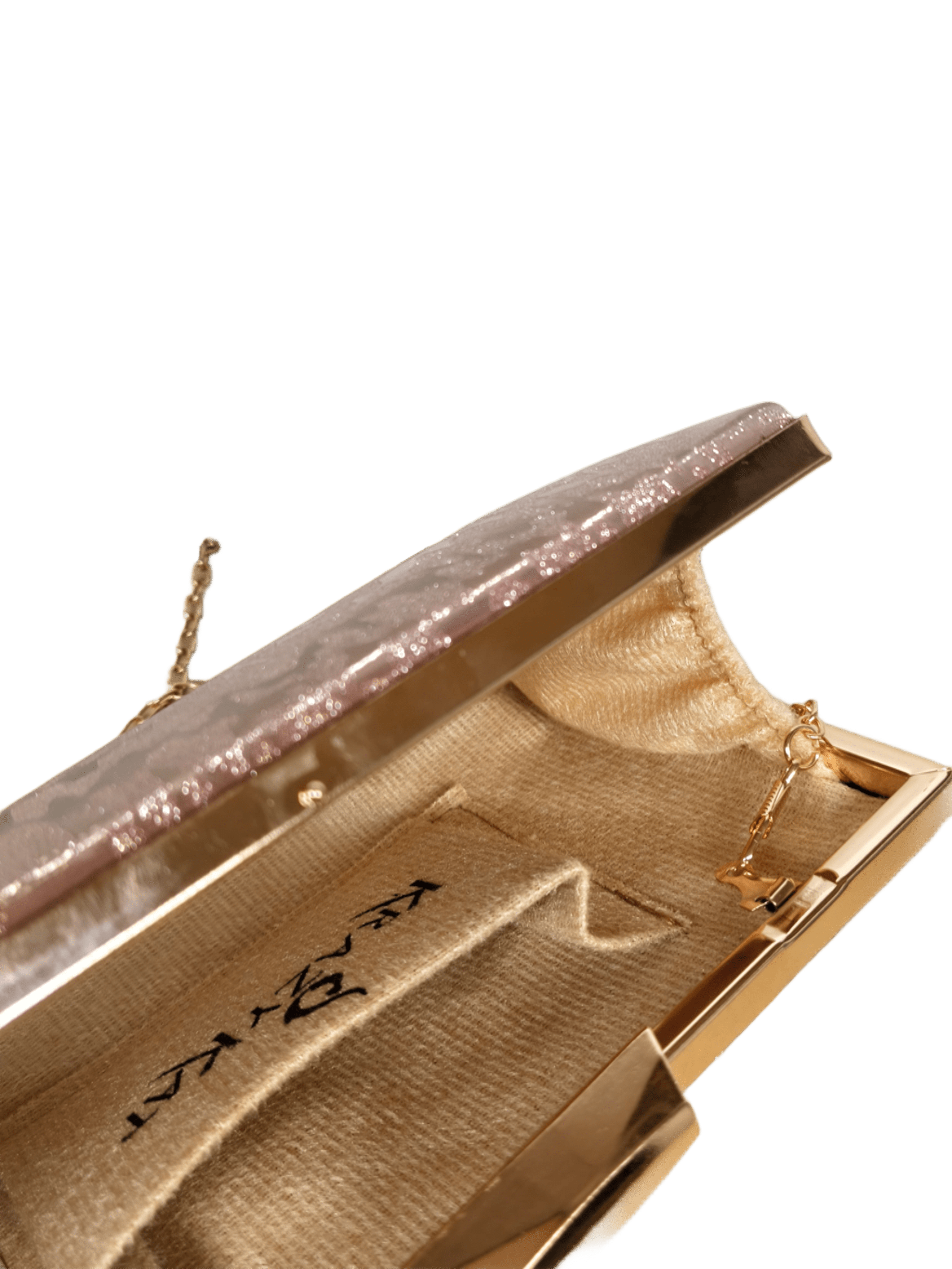 Bengal Classic Co Women's Rose Gold Glitter Hard Box Clutch Handpurse