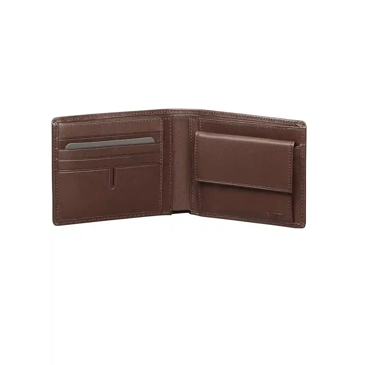 Global Wallet With Coin Pocket Dark Brown Smooth