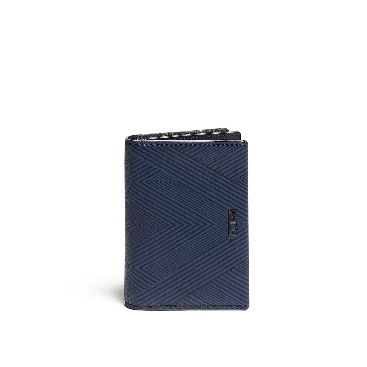 Gusseted Card Case Navy Hbone